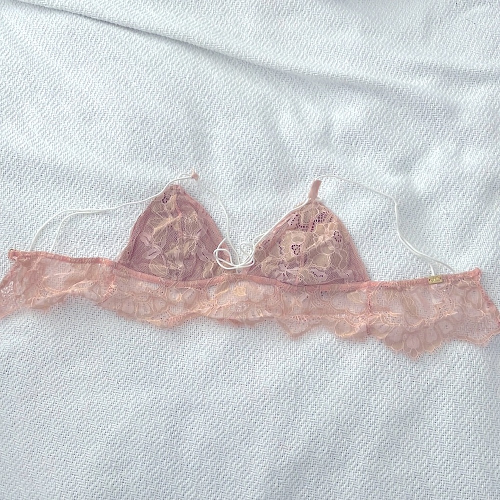 For love and lemons light pink leach lace bralette